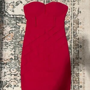 Hot Pink Body Con Strapless Dress